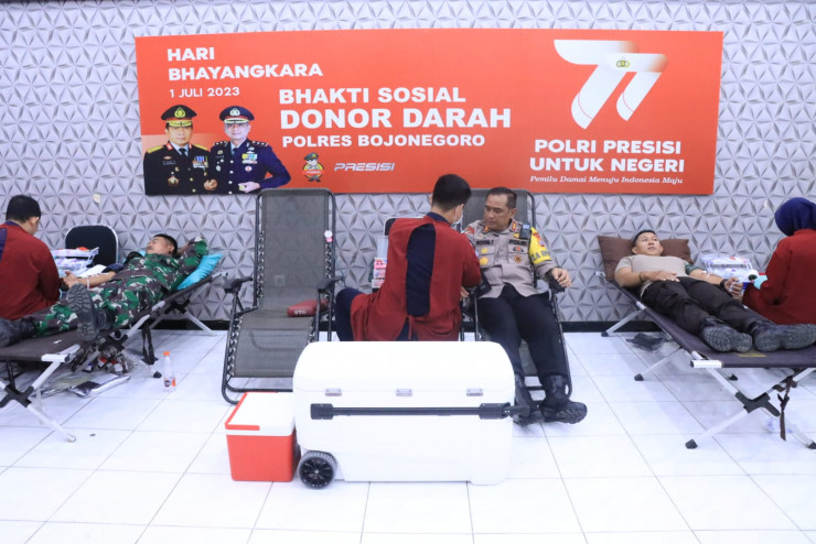 Gelar Bakti Kesehatan Polres Bojonegoro Sumbang 149 Kantong Darah di Hari Bhayangkara ke 77