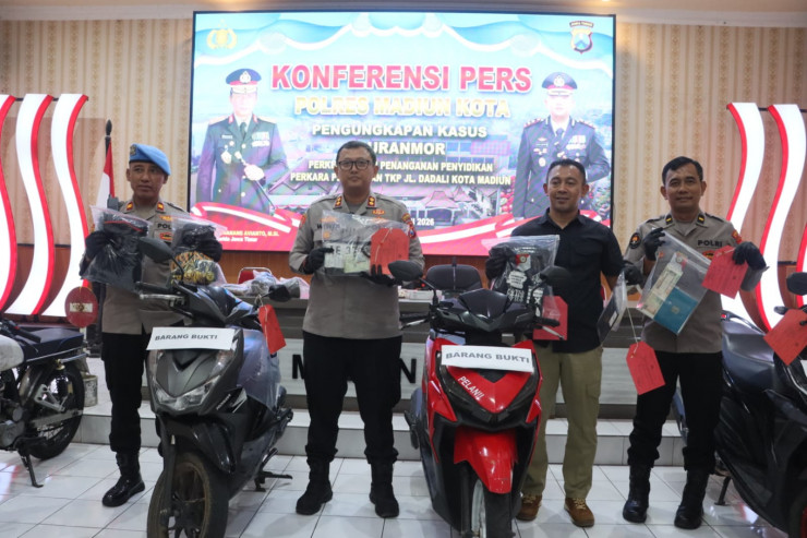 Polres Madiun Kota Ungkap 3 Kasus Curanmor 4 Orang Residivis Diamankan