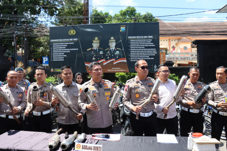 Polisi Berhasil Amankan 164 Ranmor Berknalpot Brong, 25 Diantaranya Terlibat Balap Liar di Kota Malang
